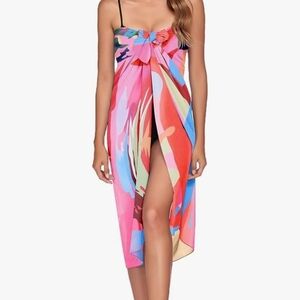 🌴Colorful pink Women's Swim Sarong 100%polyester one size fits all . NWT 🌴
